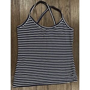 Old Navy fitted blue white striped sleeveless tank strappy sz‎ L nautical beachy